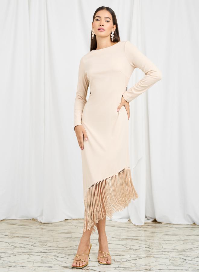 Styli Fringed Hem Midi Dress  - Image 2
