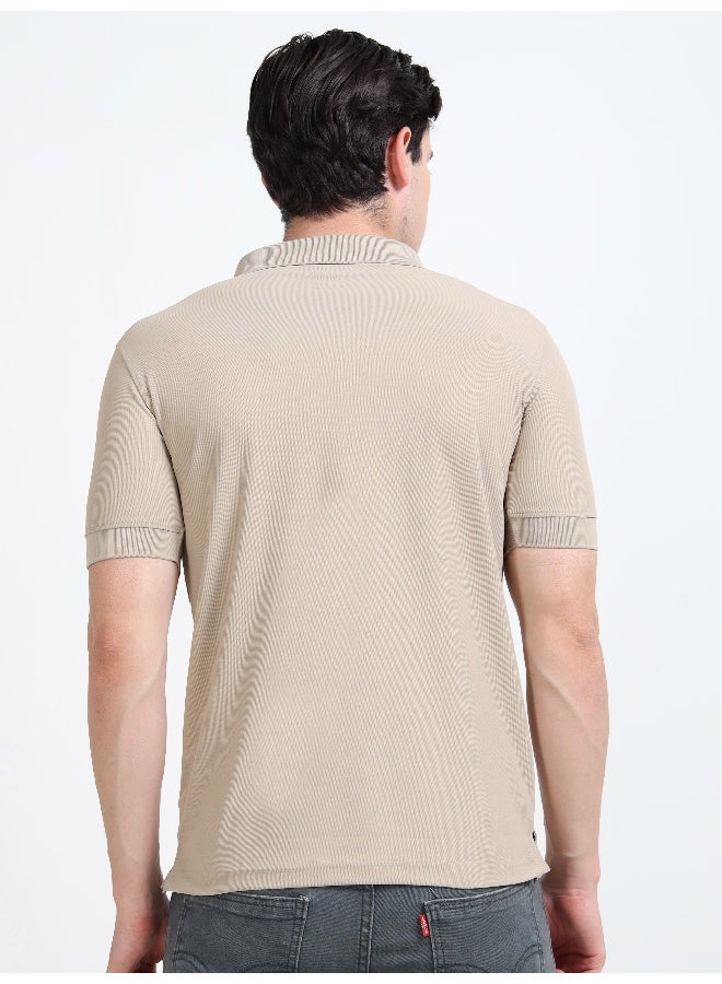QUCO Beige Dryfit Polo T-Shirt for Men - Image 2