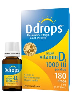 Ddrops Ddrops 1000IU (5mL), 180-drops Box  - Image 1