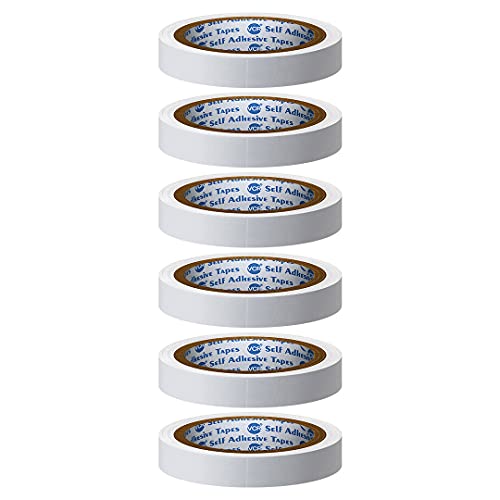 VCR Double Side Tissue Tape - 10 Meters in Length - 12mm / 0.5" Width - 06 Rolls Per Pack - Easy Tear for Double Sided Adhesive Use, Best for Arts, Crafts, Photography, Scrapbooking., White - Image 1