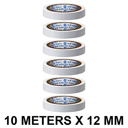 VCR Double Side Tissue Tape - 10 Meters in Length - 12mm / 0.5" Width - 06 Rolls Per Pack - Easy Tear for Double Sided Adhesive Use, Best for Arts, Crafts, Photography, Scrapbooking., White - Image 2