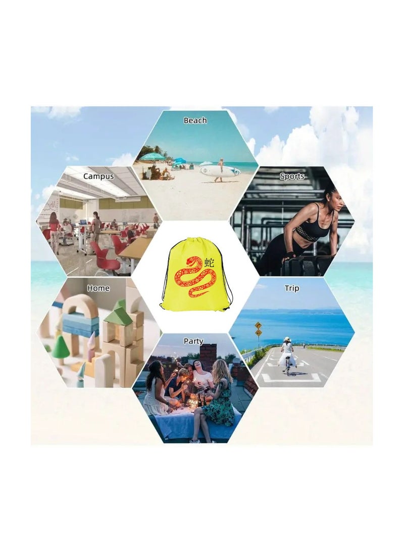 Chinese New Year Pack Of 3 Drawstring Bags For Men And Women-Durable Sports Backpack For Kids,Great For School And College,Everyday Use,Lightweight With Printed - Image 4