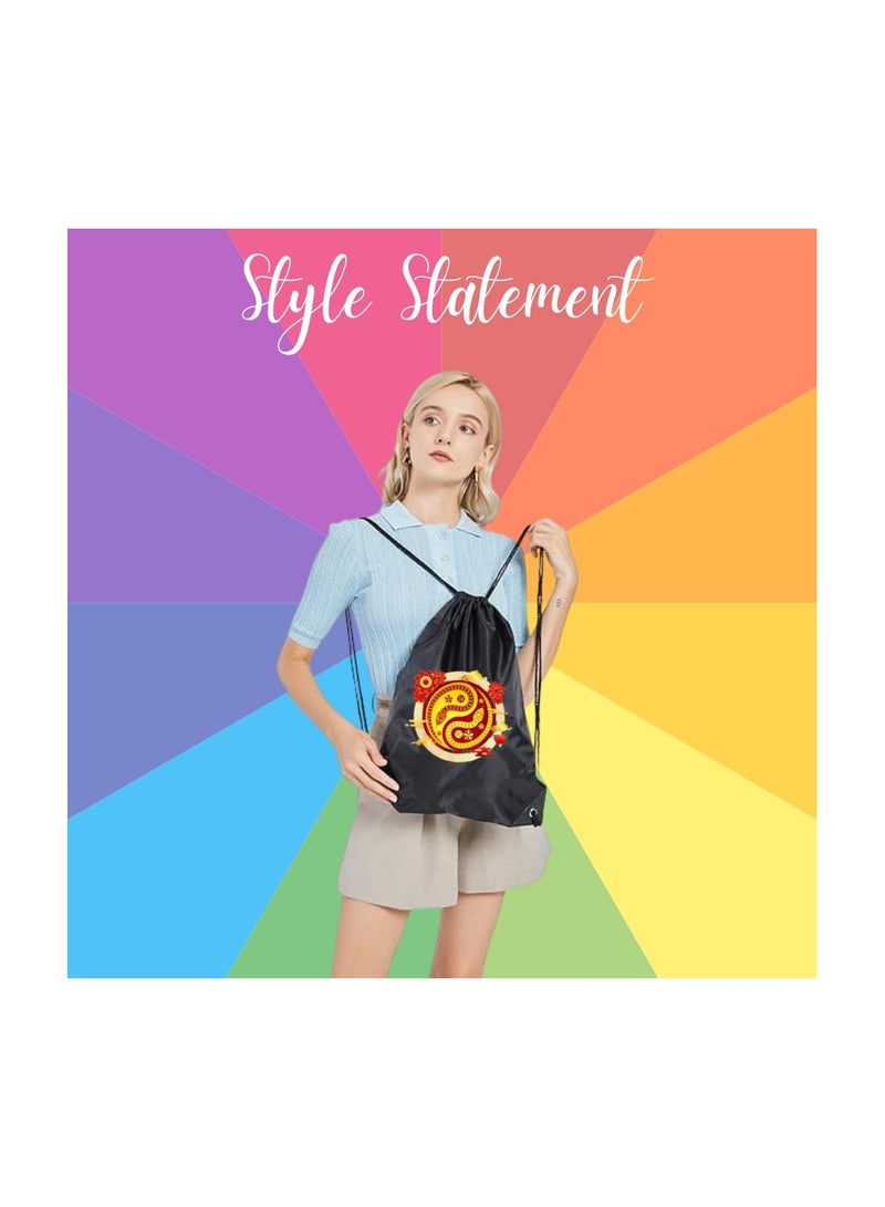 Chinese New Year Pack Of 3 Drawstring Bags For Men And Women-Durable Sports Backpack For Kids,Great For School And College,Everyday Use,Lightweight With Printed - Image 5