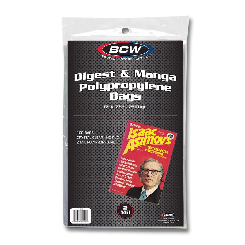 BCW Digest Size Bags 100 Pack - Clear Acid-Free Polypropylene Protectors - Image 1
