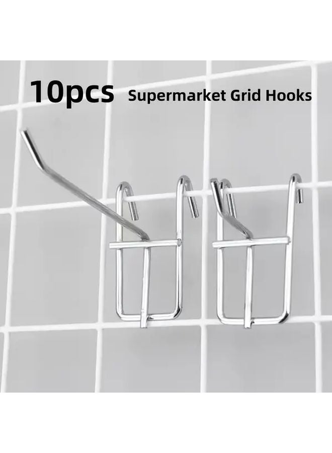 10pcs 5 9in Metal Mesh Hooks Reusable Wall Mounted Storage For Gridwall Garage Kitchen - Image 2