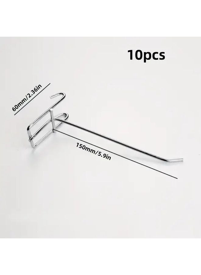 10pcs 5 9in Metal Mesh Hooks Reusable Wall Mounted Storage For Gridwall Garage Kitchen - Image 1
