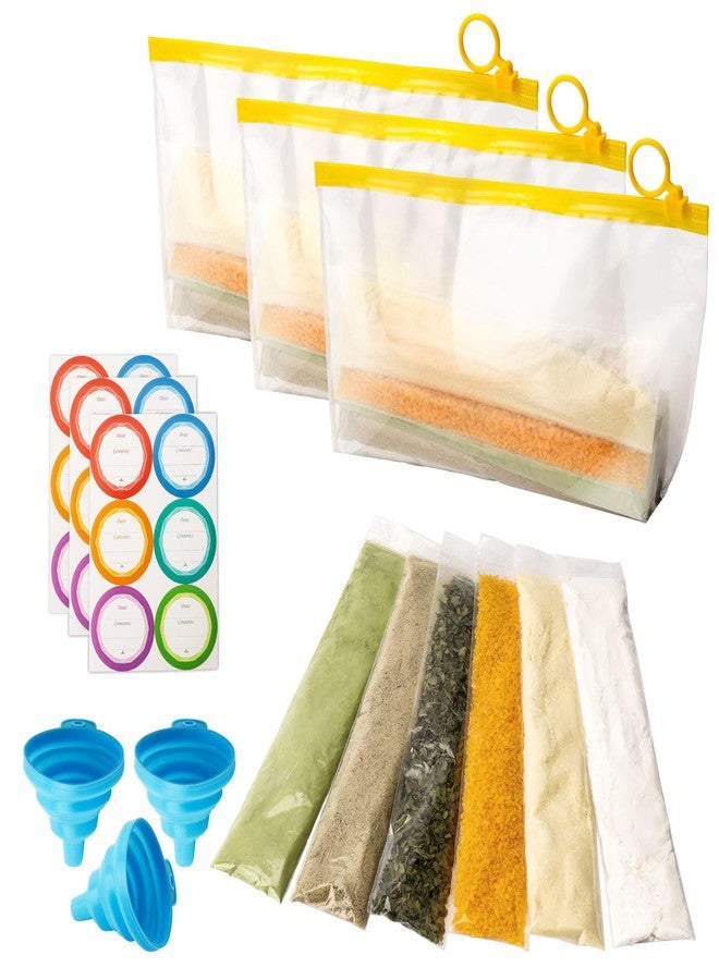 WALLFID Protein Powder Travel Container Set,Portable Powder Supplement Container,50pcs (1.78" x 8.7") Disposable Single-Dose Bags and 3pcs (9.9" x 5.6") Large Container Zipper Bags for Fitness,Travel - Image 1