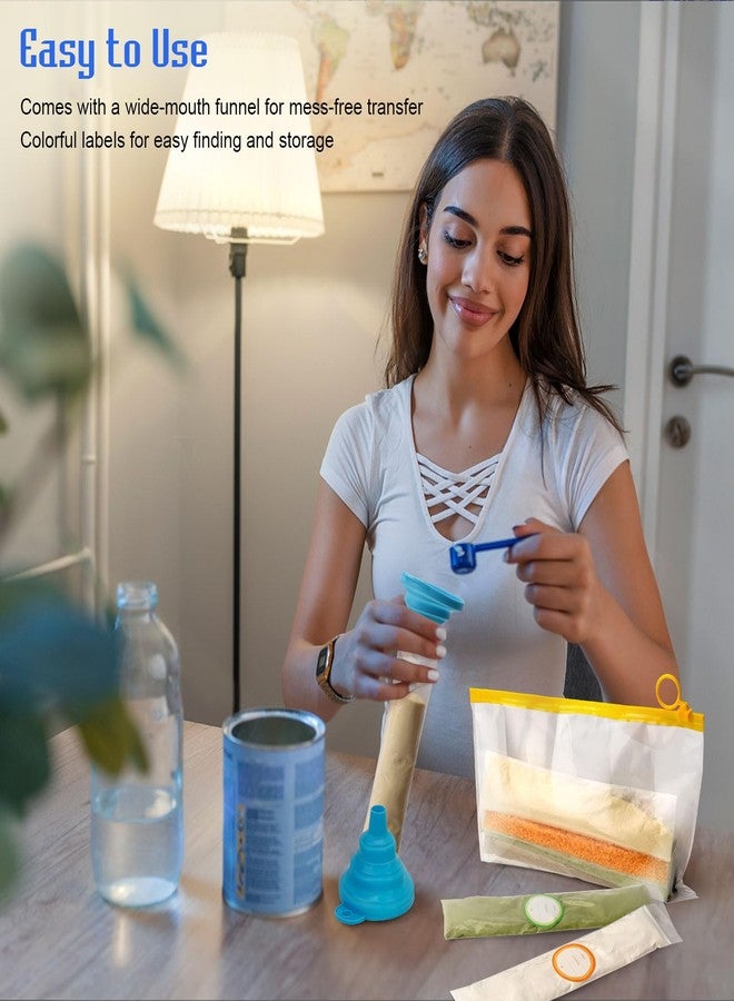WALLFID Protein Powder Travel Container Set,Portable Powder Supplement Container,50pcs (1.78" x 8.7") Disposable Single-Dose Bags and 3pcs (9.9" x 5.6") Large Container Zipper Bags for Fitness,Travel - Image 4