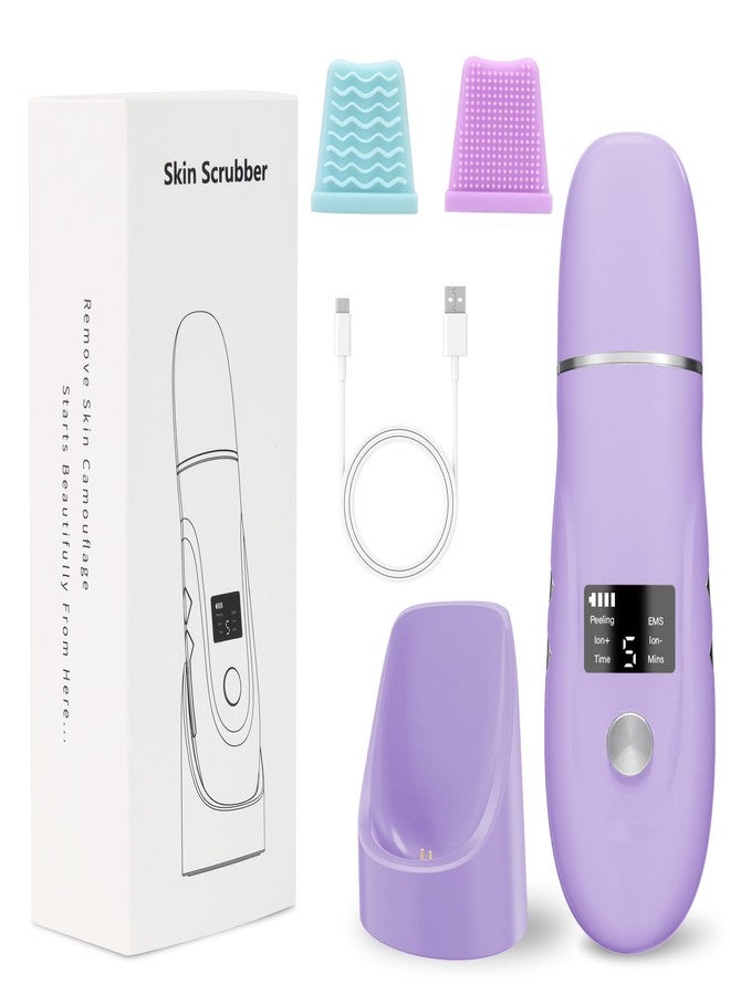 QYCSL Face Scrubber Skin Spatula - Blackhead Remover Deep Cleansing Tool for Pore Extraction, 4-in-1 Fast Charging Dock Blackhead Remover Face Spatula for Facial Skincare Women Gift (Purple) - Image 2