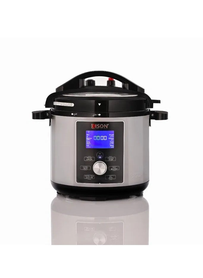 EDISON - Edison Electric Pressure Cooker with Granite Pot, 1000 Watts, 6 Liters, 11 Functions - Silver Black - Image 1