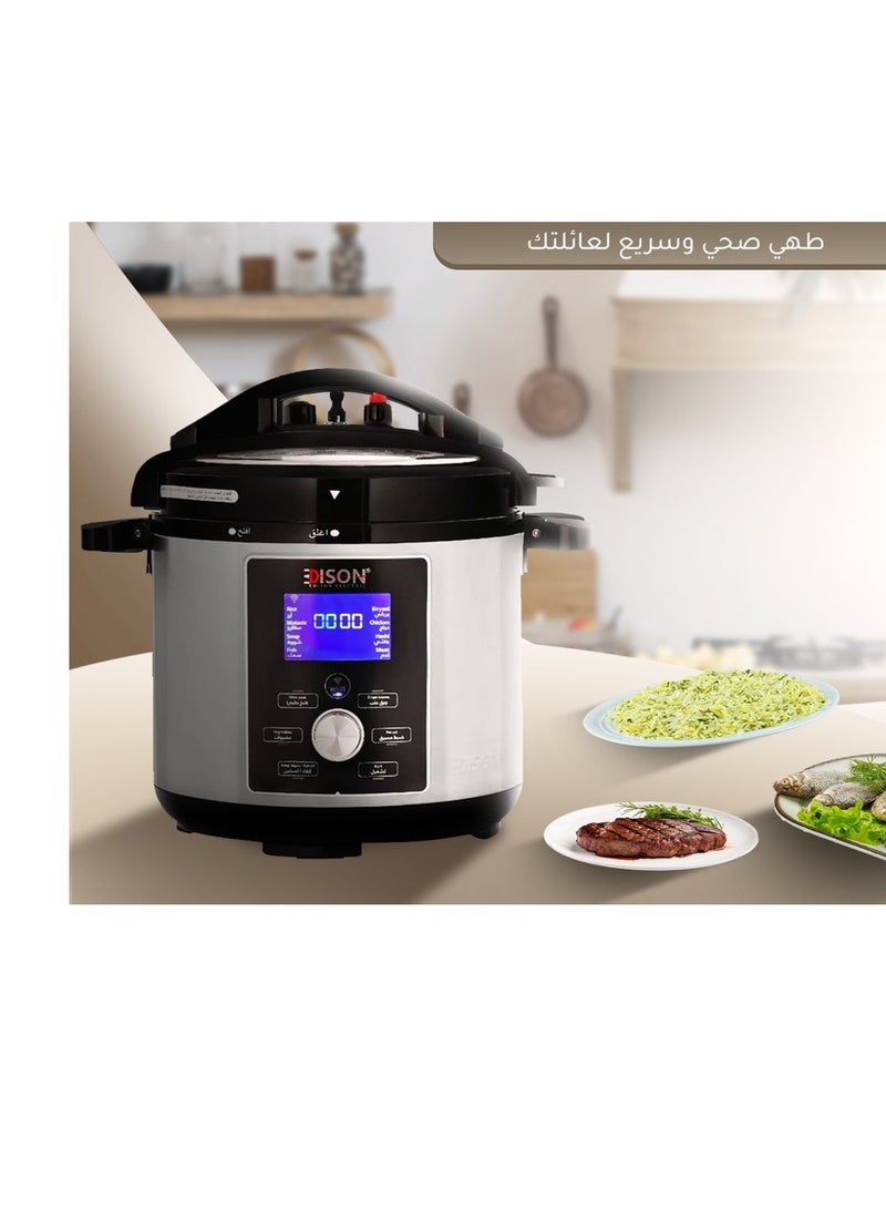 Edison Electric Pressure Cooker with Granite Pot, 1000 Watts, 6 Liters, 11 Functions - Silver Black - Image 3