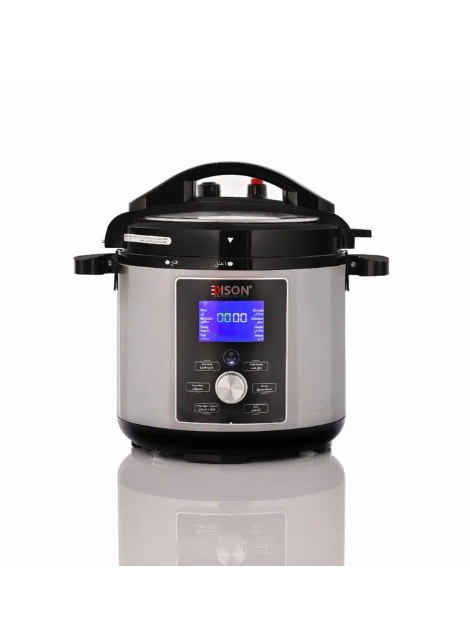 Edison Electric Pressure Cooker with Granite Pot, 1000 Watts, 6 Liters, 11 Functions - Silver Black - Image 2