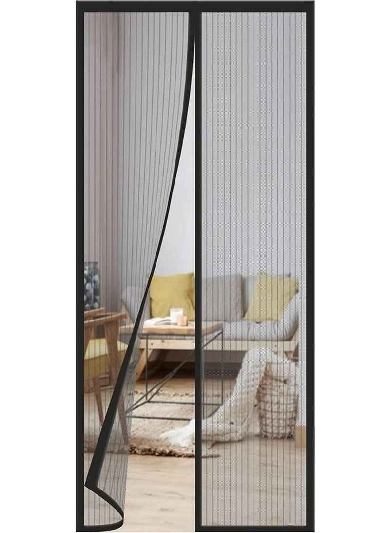 باب الشاش المغناطيسي ، ستارة 100x210cm للأبواب ، شبكة مكافحة البعوض مع وظيفة الإغلاق التلقائي ، سهلة التركيب ، مناسبة للشرفات ، الفناء ، المنزل ، المكتب - أسود - Image 1