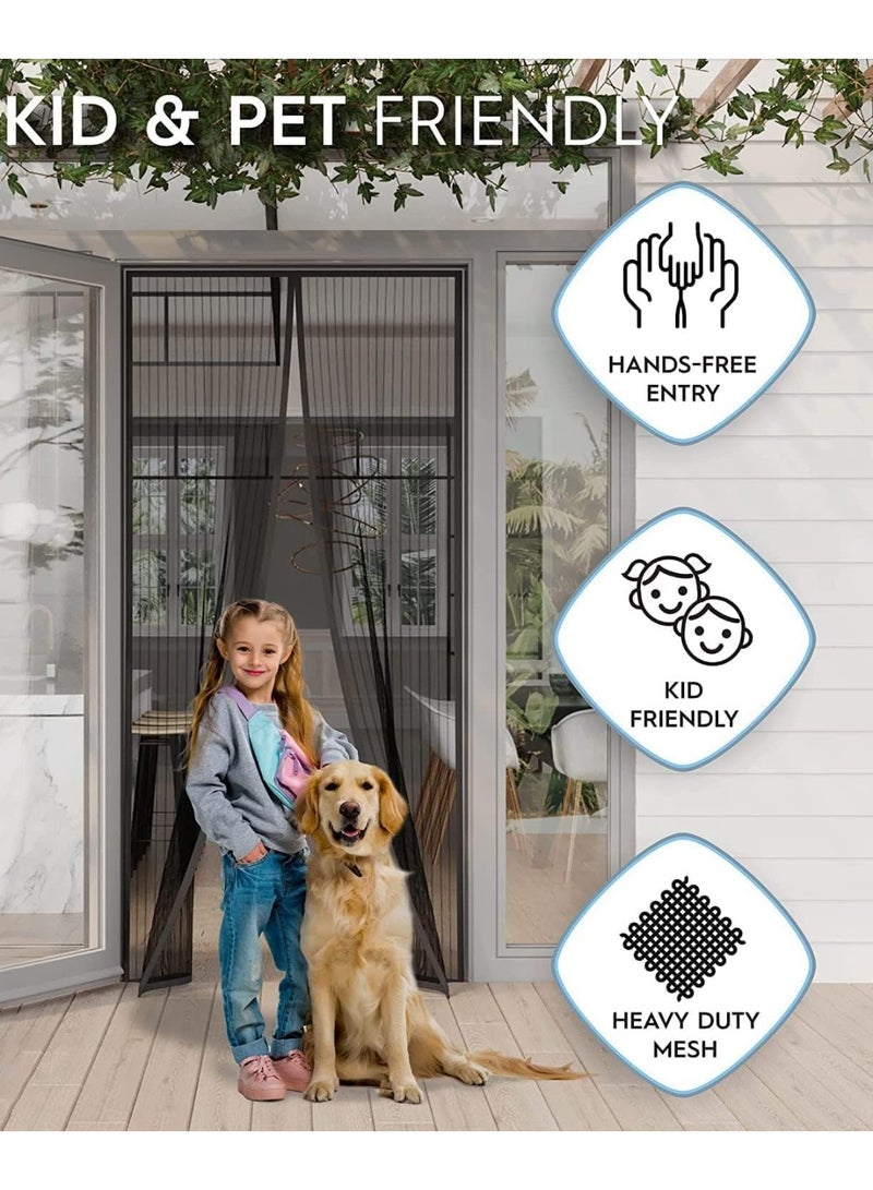 باب الشاش المغناطيسي ، ستارة 100x210cm للأبواب ، شبكة مكافحة البعوض مع وظيفة الإغلاق التلقائي ، سهلة التركيب ، مناسبة للشرفات ، الفناء ، المنزل ، المكتب - أسود - Image 3