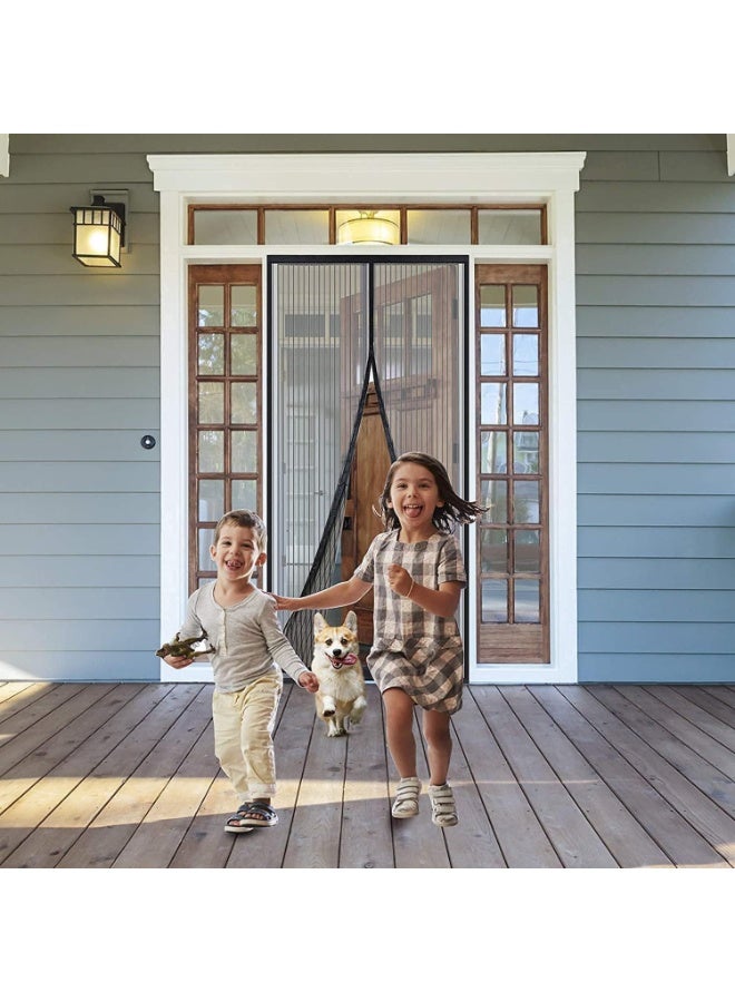 باب الشاش المغناطيسي ، ستارة 100x210cm للأبواب ، شبكة مكافحة البعوض مع وظيفة الإغلاق التلقائي ، سهلة التركيب ، مناسبة للشرفات ، الفناء ، المنزل ، المكتب - أسود - Image 4