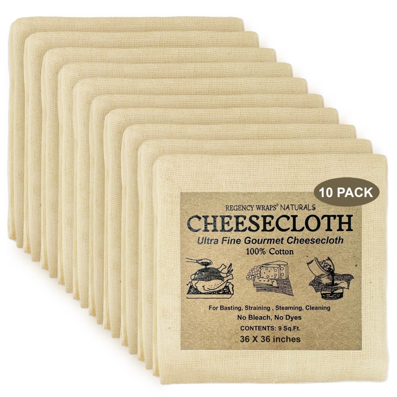 Regency Wraps 100 Cotton Ultra Fine Natural Cheese Cloth 90 sqft 36 X36 10 pcs Chef Grade for Basting Turkey Canning Straining Cheesemaking