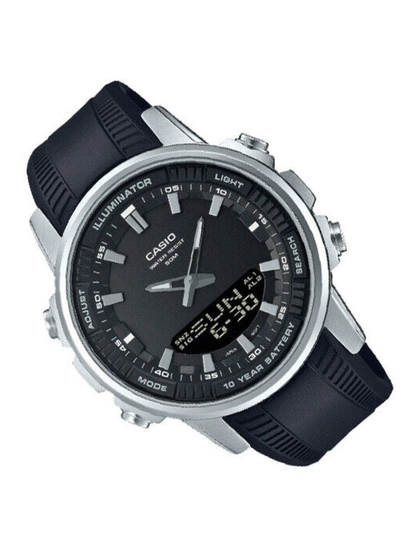 CASIO - Analog Plus Digital Round Waterproof Wrist Watch With Strap AMW-880-1AVDF - Image 1