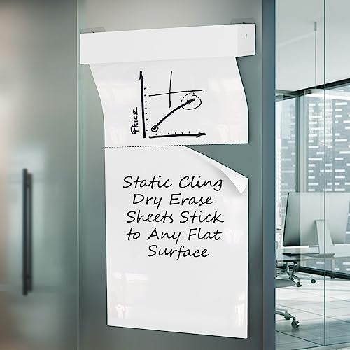ZHIDIAN Static Cling Dry Erase Sheets, Removable Reusable Restickable Whiteboard Poster Paper for Wall, Portable White Board Wallpaper with Acrylic Box 16.5x23-15 Sheets - Image 1