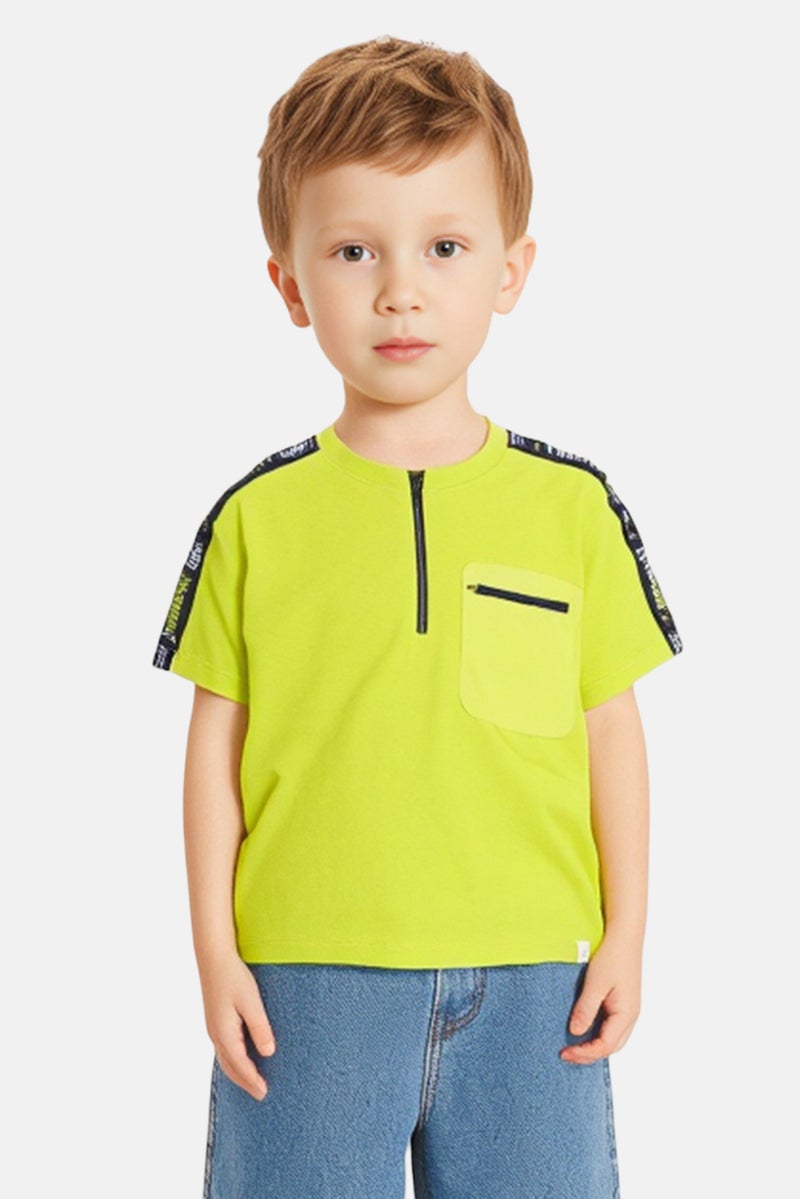 Hamleys Kids Boy Short Sleeve Brand Logo T-Shirt, Lime Green - Image 1