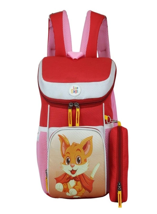 Ligo 14 Inch Kindergarten School Bags for Boys & Girls | Suitable for Nursery to UKG Kids (Red) - Image 1