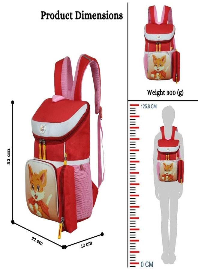 Ligo 14 Inch Kindergarten School Bags for Boys & Girls | Suitable for Nursery to UKG Kids (Red) - Image 2