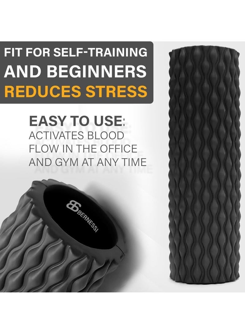 Bernessi 45*14cm Foam Roller for Exercises & Massage, Multi-Density Fitness GYM Styrofoam Rolling Foam Yoga Roller for Back Legs Body Deep Tissue Muscle Recovery Relieves Pain Physical Therapy Streching - Image 3