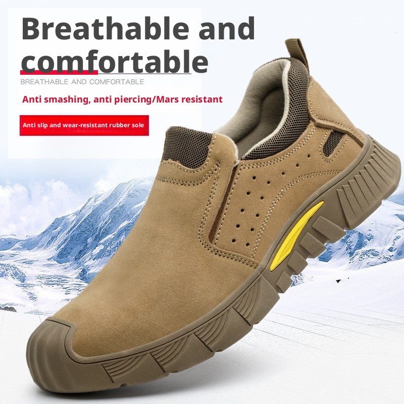 Men's Leather Safety Shoes Steel Toe Anti-Smash Anti-Puncture for Construction Worksite - Image 1