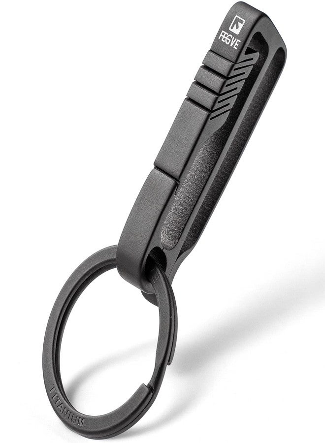 FEGVE Titanium Key Belt Clip with Key Ring, Belt Key Holder Key Chain Clip Black Keychain for men (Black) - Image 1