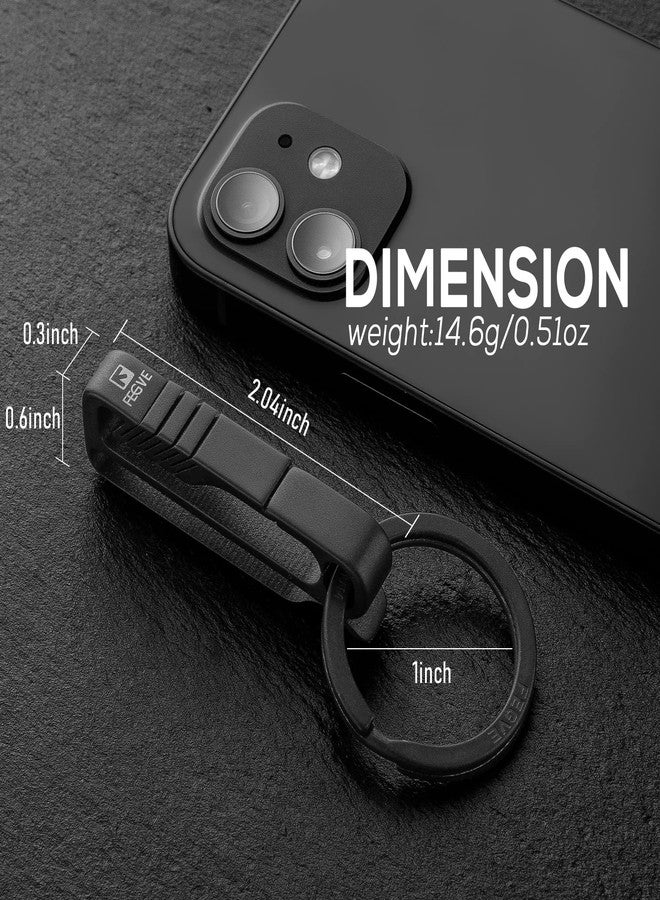 FEGVE Titanium Key Belt Clip with Key Ring, Belt Key Holder Key Chain Clip Black Keychain for men (Black) - Image 5