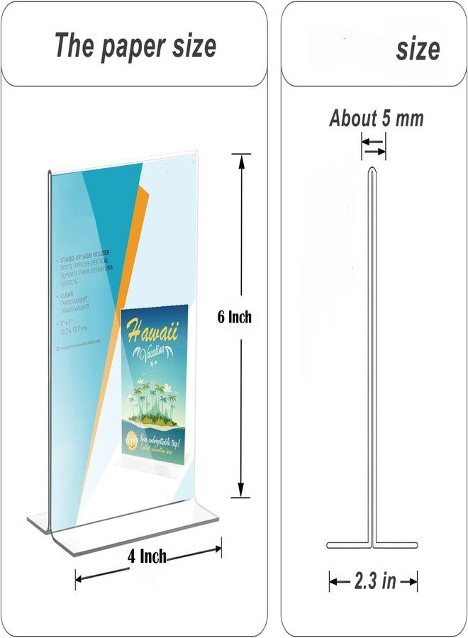 Shuban Acrylic Sign Holder Table Sign Holder Double Sided T Shape Clear Plastic Desktop Display Holder Vertical Menu Stand Sign Holders for School, Office, Hotel, Party (04 X 6 Inch -2Pcs) - Image 2