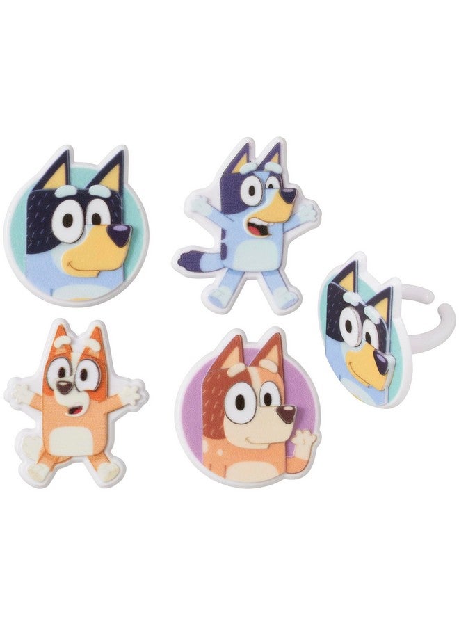 DecoPac DecoPac Bluey So Much Fun Rings, 72 Cupcake Decorations Featuring Bluey, Bingo, Bandit, and Chilli, 3D Food Safe Cake Toppers - 72 Pack  - Image 2
