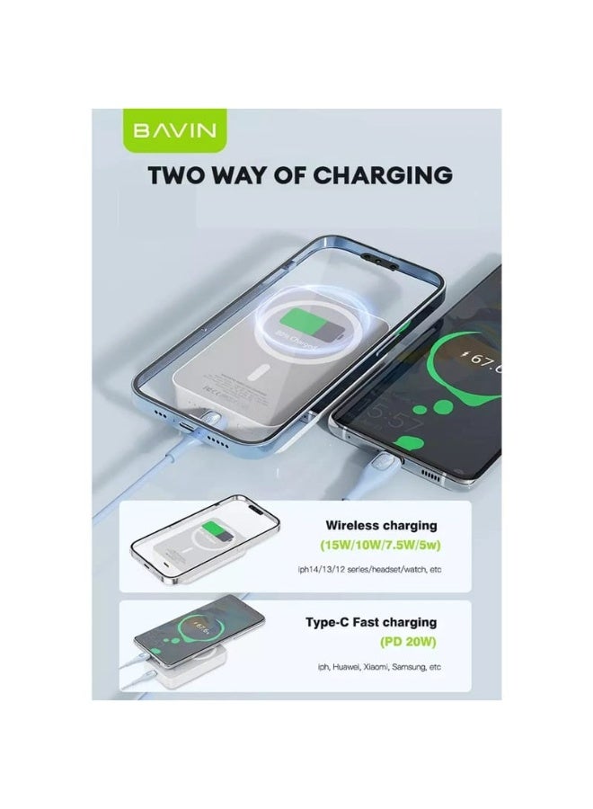 Bavin PC1016 10000mAh Wireless Magnetic Fast Charging Powerbank Small & Portable - Image 3