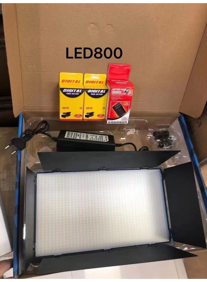 LED600-800 Four-piece Bezel Light Flat RGB Fill Light Photography Light Live Square Fill Light-Specifications:Led800 With Battery - Image 1