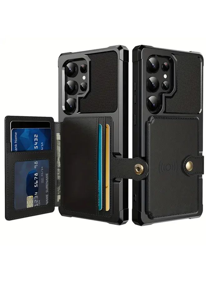 Magnetic Wallet Case For Samsung Galaxy S23 Plus Shockproof Durable Carbon Fiber Texture - Image 1
