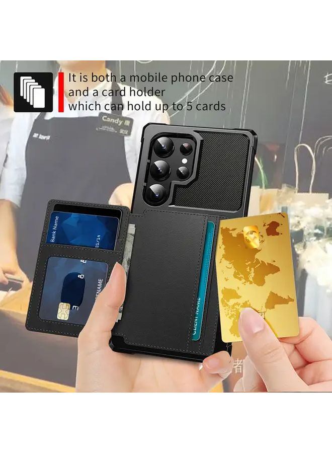 Magnetic Wallet Case For Samsung Galaxy S23 Plus Shockproof Durable Carbon Fiber Texture - Image 3