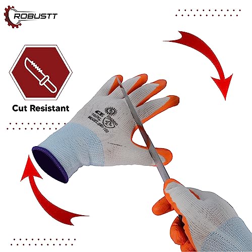 Robustt Nylon Nitrile Coated Industrial Safety Hand Gloves(Pack of 5) Anti-Cut | Cut Resistant | Heat Resistant | Industrial Use | for Finger and Hand Protection. - Image 3