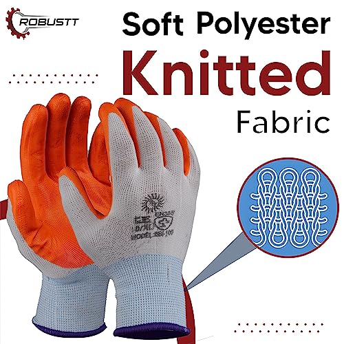 Robustt Nylon Nitrile Coated Industrial Safety Hand Gloves(Pack of 5) Anti-Cut | Cut Resistant | Heat Resistant | Industrial Use | for Finger and Hand Protection. - Image 2