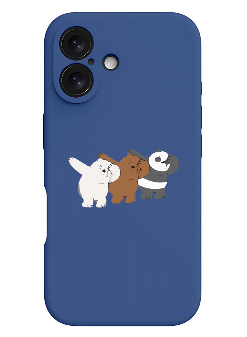 Theodor iPhone 16 Plus Blue Protective Slim Fit Case Liquid Silicone Cover with Full Body Protection Anti-Scratch Shockproof Case For iPhone - Bears dance - Image 1
