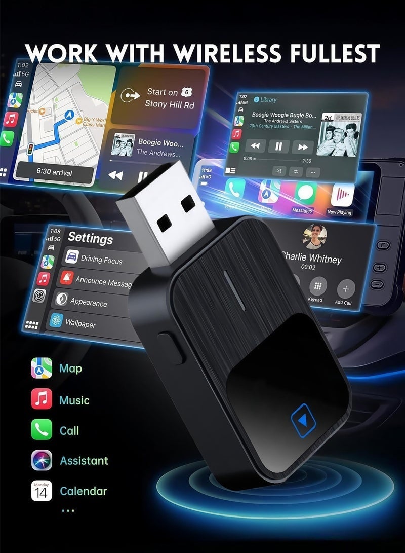 ديقيساند محول لاسلكي 2 في 1 لـ CarPlay  إصدار 2026 الجديد المصغر، يحوّل الاتصال من سلكي إلى لاسلكي للسيارات الأصلية، يدعم CarPlay السلكي و Android Auto، وضع مزدوج، سهل الاستخدام، يدعم Apple CarPlay و FOTA، متوافق مع Apple iPhone بنظام iOS 12 و Android 11 أو أحدث. - Image 3