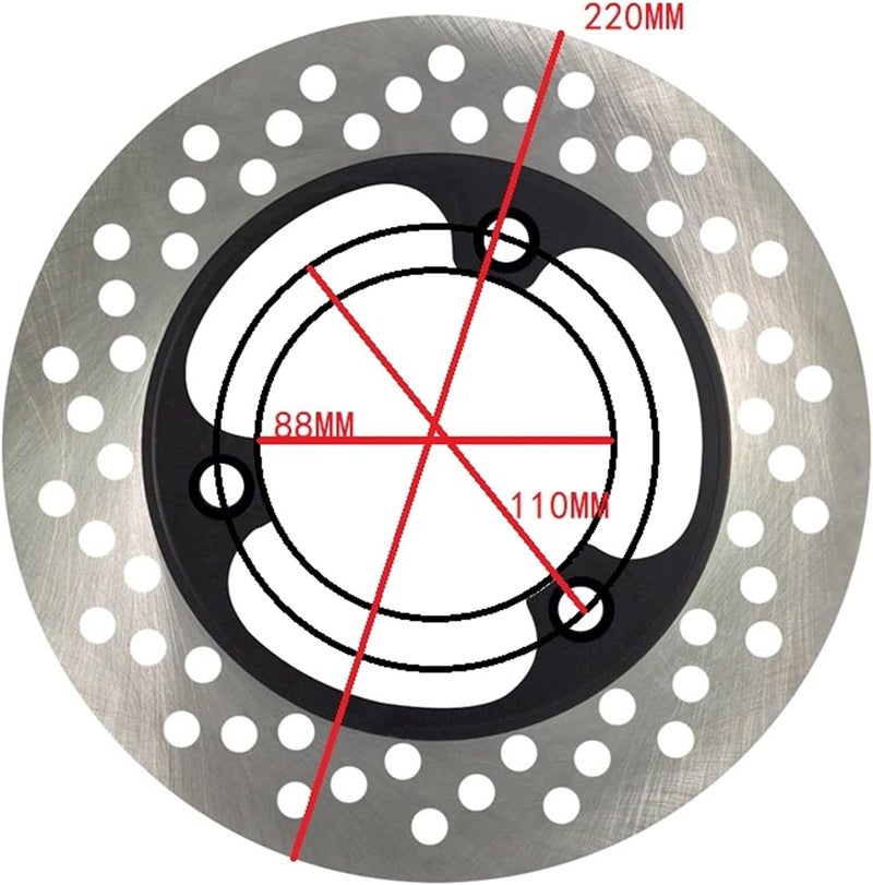 QASULER 220mm Motorcycle Rear Brake Disc Rotor - Image 2