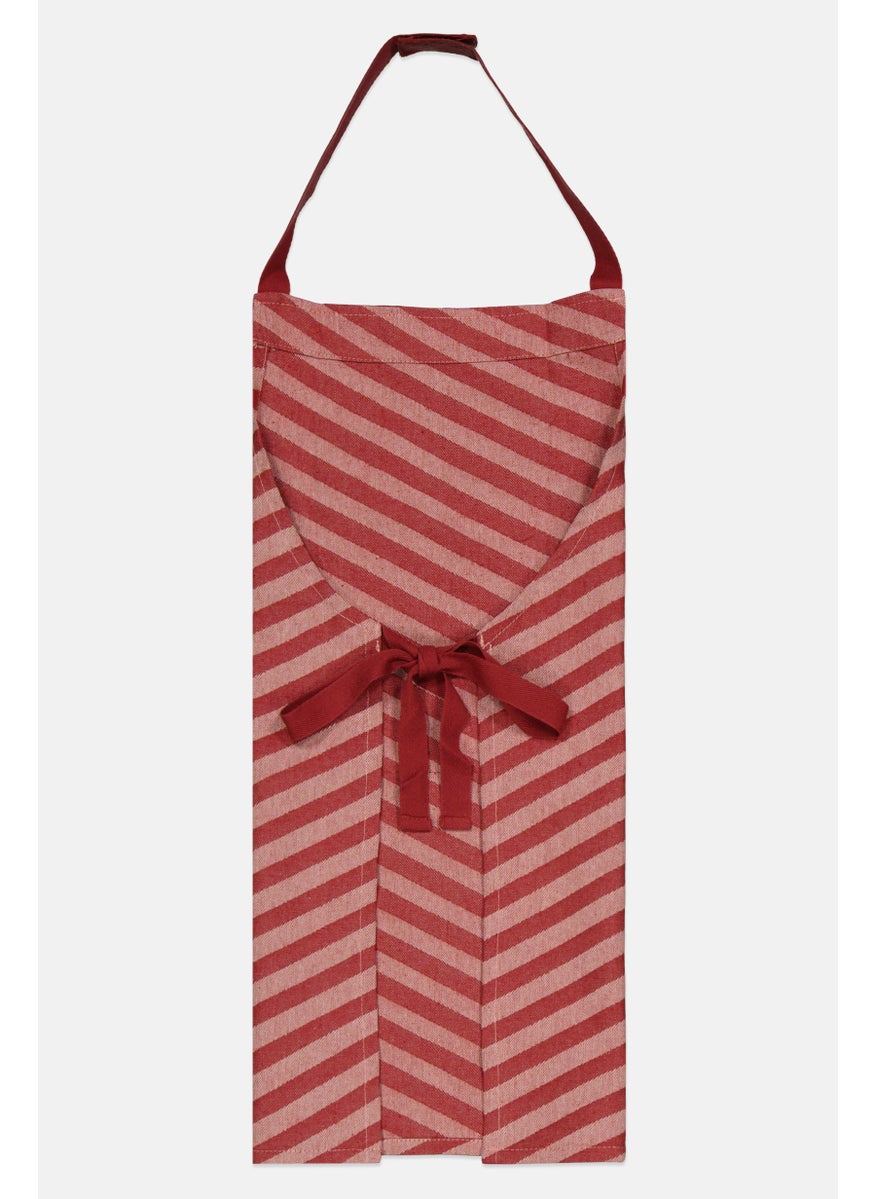 Tchibo Kids Unisex Front Pocket Stripe Apron, Red  - Image 3