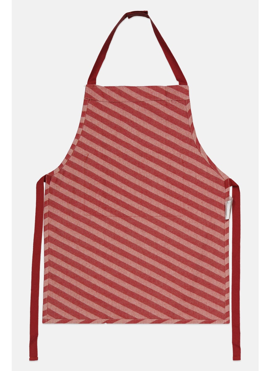 Tchibo Kids Unisex Front Pocket Stripe Apron, Red  - Image 2
