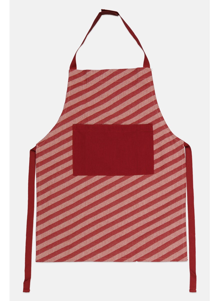 Tchibo Kids Unisex Front Pocket Stripe Apron, Red  - Image 1