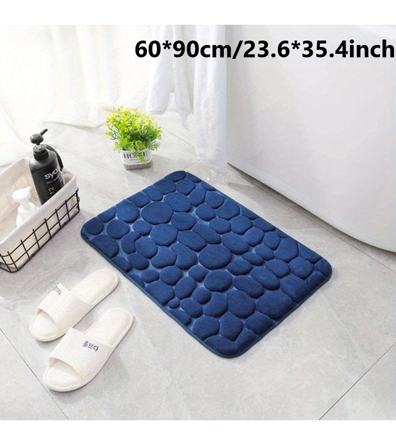 Ultra Soft Memory Foam Bath Mat Non Slip Pebble Pattern Quick Dry And Anti Skid Floor Mat For Shower Bathtub Kitchen Or Bedroom Gray - Image 4