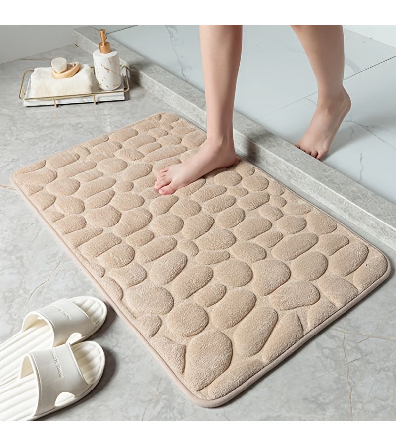 Ultra Soft Memory Foam Bath Mat Non Slip Pebble Pattern Quick Dry And Anti Skid Floor Mat For Shower Bathtub Kitchen Or Bedroom Gray - Image 3