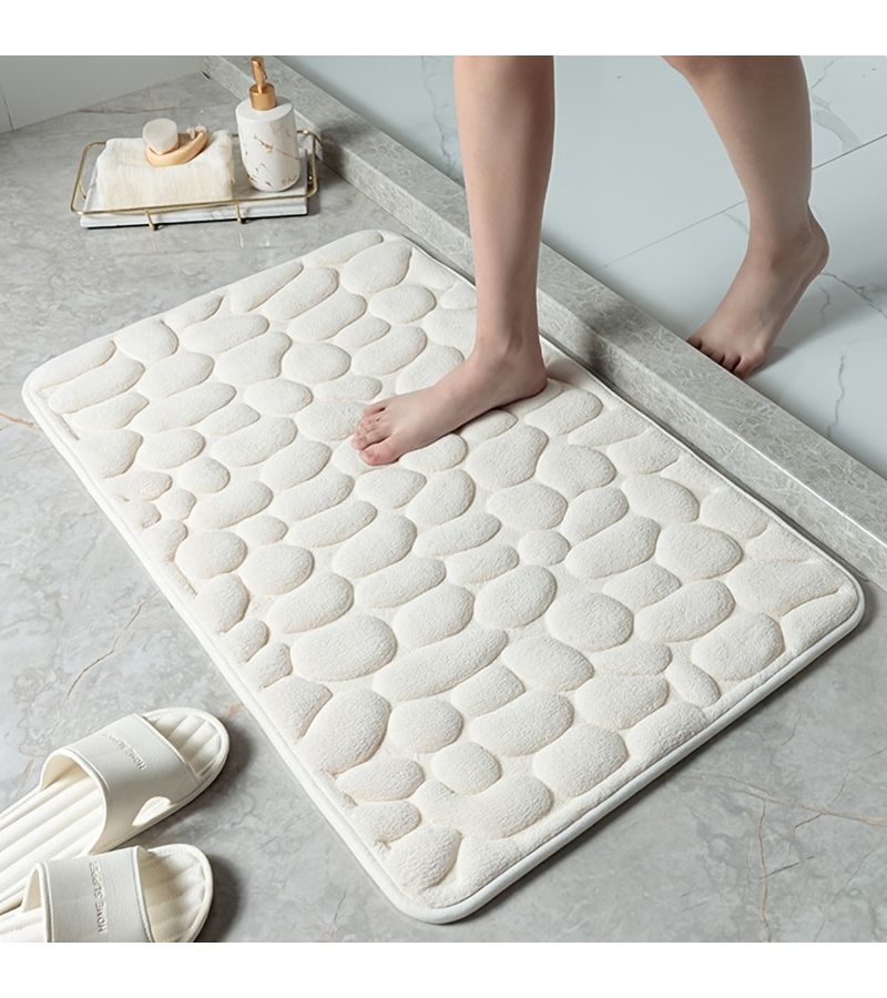 Ultra Soft Memory Foam Bath Mat Non Slip Pebble Pattern Quick Dry And Anti Skid Floor Mat For Shower Bathtub Kitchen Or Bedroom Gray - Image 2