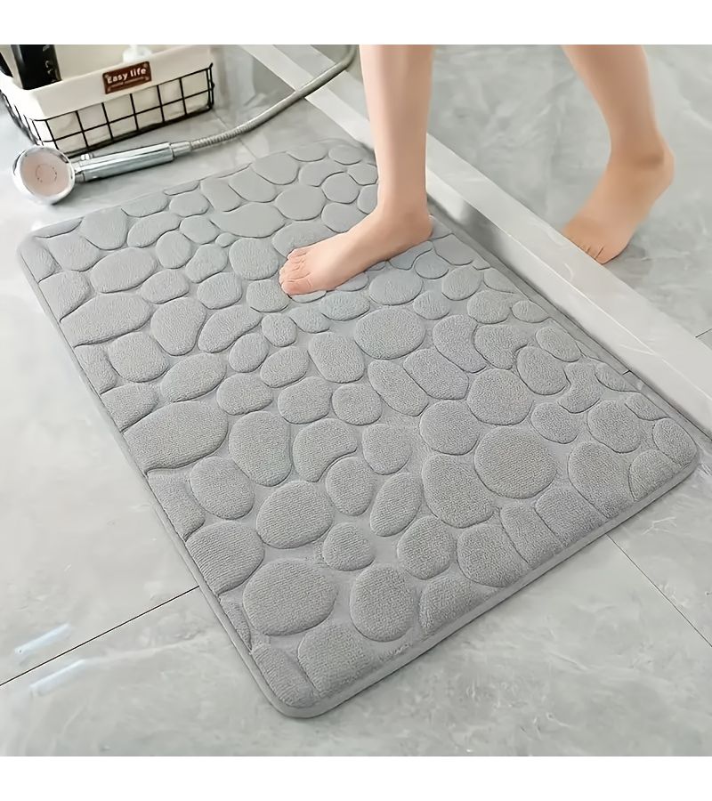Ultra Soft Memory Foam Bath Mat Non Slip Pebble Pattern Quick Dry And Anti Skid Floor Mat For Shower Bathtub Kitchen Or Bedroom Gray - Image 5