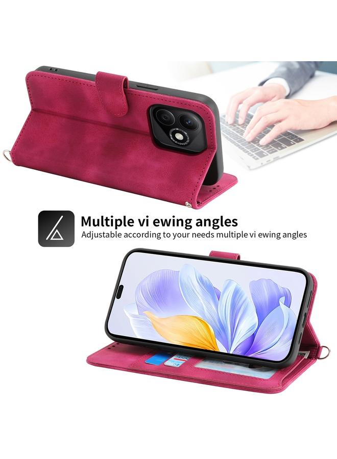 Green Tiger Case For Honor X60i Skin Feel Flowers Embossed Wallet Leather Phone Case - Image 4