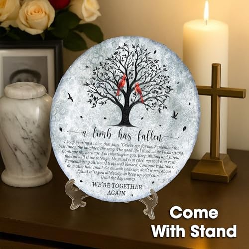 VINARTSVN 8 Memorial Garden Stone for Loss of Loved One Garden Stones in Memory of Loved Ones Sympathy Gift Fathers Day Weatherproof Outdoor Memorial Plaques Remembrance Natural Stone with Stand HS88 - Image 3