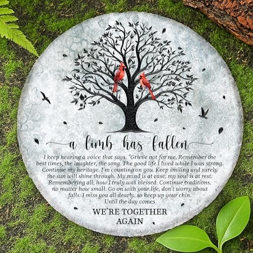 VINARTSVN 8 Memorial Garden Stone for Loss of Loved One Garden Stones in Memory of Loved Ones Sympathy Gift Fathers Day Weatherproof Outdoor Memorial Plaques Remembrance Natural Stone with Stand HS88 - Image 1
